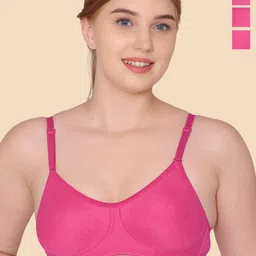 KOMLI Pack Of 3 Pure Cotton T-shirt Bra Full Coverage Non-Wired Non Padded All Day Comfort-picture-19