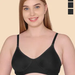 KOMLI Pack Of 3 Pure Cotton T-shirt Bra Full Coverage Non-Wired Non Padded All Day Comfort-picture-17