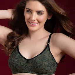 Clovia Green & Brown Animal Printed Cotton Bra - Non-Padded Non-Wired Full Cup-picture-29