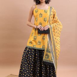 KETCH Floral Printed Regular Top With Sharara & Dupatta image 1