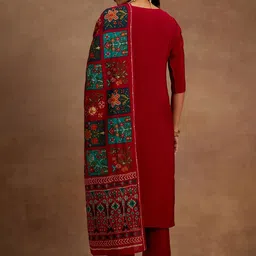 Libas Pink Ethnic Yoke Design Regular Sequinned Kurta & Trousers With Dupatta image 5