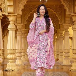 Royal Export Floral Printed Kurta with Trouser & Dupatta image 5