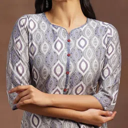 Libas Ethnic Motifs Printed V-Neck Kurta with Trousers & With Dupatta image 2