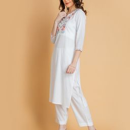 SUTI Ethnic Motif Yoke Design Regular Thread Work Kurta With Trousers image 3