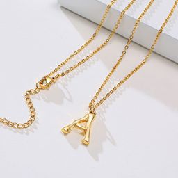 Yellow Chimes Gold-Toned Stainless Steel Initial Alphabet Letter A Pendant With Chain-20