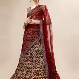 SAPTRANGI Floral Printed Ready to Wear Lehenga & Blouse With Dupatta-picture-28