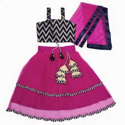 BAESD Girls Geometric Printed Lehenga With Blouse & Dupatta-image-75