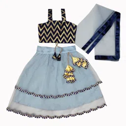 BAESD Girls Geometric Printed Lehenga With Blouse & Dupatta-image-86