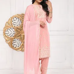 V TRADITION Ethnic Motifs Printed Regular Kurta With Trousers & Dupatta image 4
