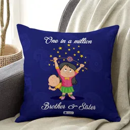 Indigifts Blue One In A Million Brother & Sister Printed Cushion With Filler-image-56