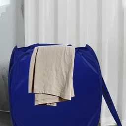 Kuber Industries Navy Blue Printed Foldable Laundry Basket With Lid-45