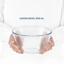 BOROSIL White & Transparent Solid Glass Mixing & Serving Bowl With Lid image 4