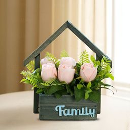 Ekhasa Pink 1 Pieces Rose Artificial Flower With Pot-9