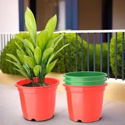 Kuber Industries Set Of 4 Red & Green Planter With Pot-9