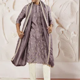 VASTRAMAY Floral Embroidered Sequinned Straight Kurta with Pyjama & Dupatta-picture-13