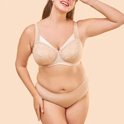 Enamor Women Beige Non-Padded Non-Wired Full Support Lace Bra With Sectioned Cups - FB06-picture-21