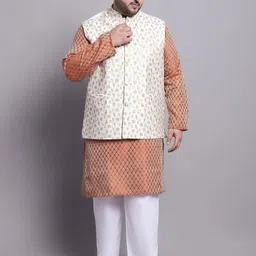 SOJANYA PLUS Ethnic Motifs Woven Design Kurta With Pyjamas & Nehru Jacket-15