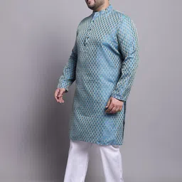 SOJANYA PLUS Woven Design Regular Kurta With Pyjamas & With Embroidered Nehru Jacket image 4