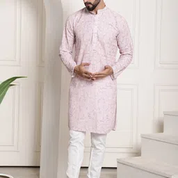 SOJANYA Floral Embroidered Regular Thread Work Pure Cotton Kurta with Churidar-image-24