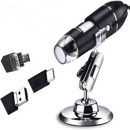 rees52 USB Digital Microscope Camera, Handheld HD Inspection Camera 50x-1600x Magnification with Adjustable Stand, 8 LED Lights, Portable Microscopes Compatible with iOS & Android Devices（Black） image 1