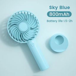 One94Store Mini Portable USB Hand Fan – 1200mAh Rechargeable Battery, 3-Speed Mode, Up to 3 Hours Usage, High-Speed Cooling Fan with Stand for Home, Office & Travel (Blue) image 4