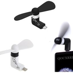 qocxrrin Combo of 2 Pcs. Mi ni Type-C F an Mi ni Fa n 2-Blade F an High Speed USB Fa n, M ini Mobile Cooler, Mini fan Support with All Android & Type-C Smatphones (Multi-colour) image 1