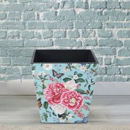 Reinvention Factory Turquoise Blue & Pink Floral Print MDF Wooden Open Dry Bin-19