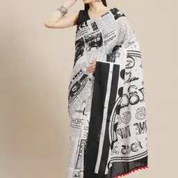 JAIPURI BLOCK PRINT Abstract Printed Pure Cotton Bagru Saree image 1