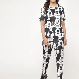 shriez Mickey Mouse Printed T-Shirt With Joggers-image-43