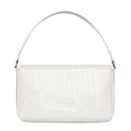 KLEIO Croco Textured Baguette Bag with Dual Handles image 3