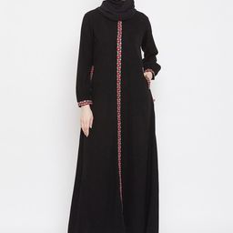 NABIA Women Black Solid Abaya Burqa With Scarf-picture-55