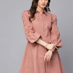 Gipsy Shirt Collar Bell Sleeves Shirt Dress-20