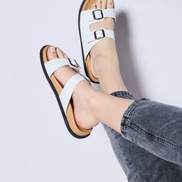 20Dresses White Buckled Open Toe Flats-picture-57