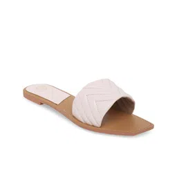 20Dresses Women Off White Textured Open Toe Flats-1
