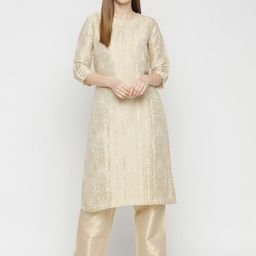Cloth Haus India Women Ethnic Motif  Woven Design Cotton Silk Kurta-13