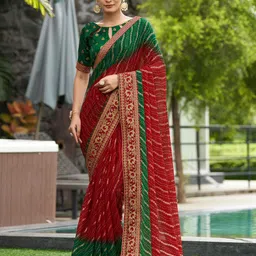Mitera Ethnic Motifs PrintedZari Pure Georgette Saree-image-52