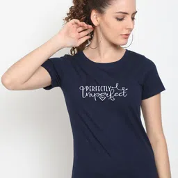 UnaOne Women Blue Typography Printed Extended Sleeves Slim Fit Plus Size Outdoor T-shirt-image-98