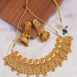 Crunchy Fashion Gold-Plated Beads Beaded Necklace With Earrings-17