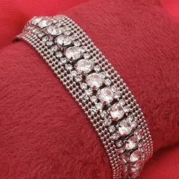 SOHI Women Silver-Toned & White Silver-Plated Wraparound Bracelet-image-46