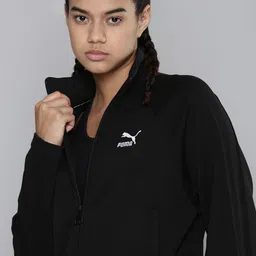Puma Women Black Brand Logo Printed Outdoor  Relaxed Fit Sporty Jacket-image-94