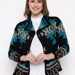 513 Ethnic Motifs Self Design Acrylic Front Open Pullover-image-3