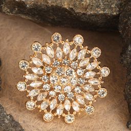 SOHI Gold-Plated White AD-Studded Adjustable Finger Ring-image-26