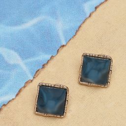 SOHI Blue Geometric Stone Studs Earrings-41