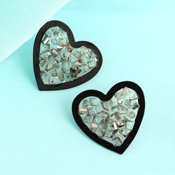 SOHI Black & White Gold Plated Contemporary Studs Earrings-image-72