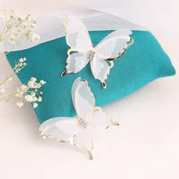 SOHI White Contemporary Gold Plated Studs Earrings-29