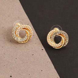 SOHI White Gold Plated Contemporary Studs Earrings-image-63