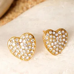 SOHI  Women Silver-Toned Heart Shaped Studs Earrings-35