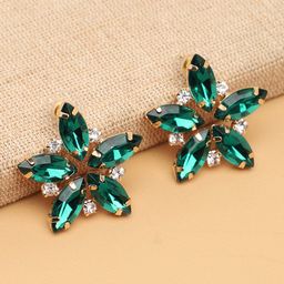 SOHI Green & Gold-Plated Contemporary Studs Earrings-18