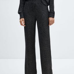 MANGO Women High-Rise Glitter Trousers-image-46