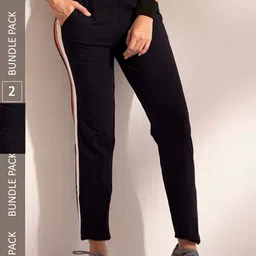 LYRA Women Pack Of 2 Assorted Cotton Relaxed-Fit Anti Odour Track Pants-image-94